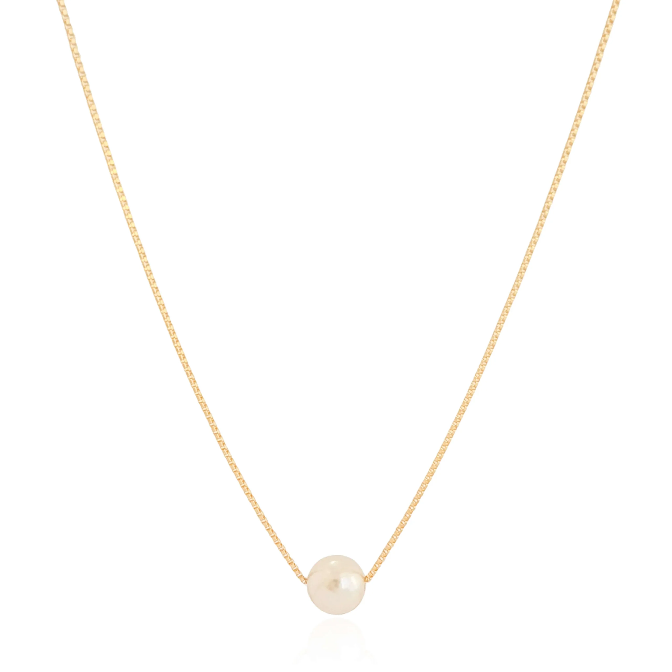 Colar Veneziana Pérola Banhado a Ouro 18K - 40 cm