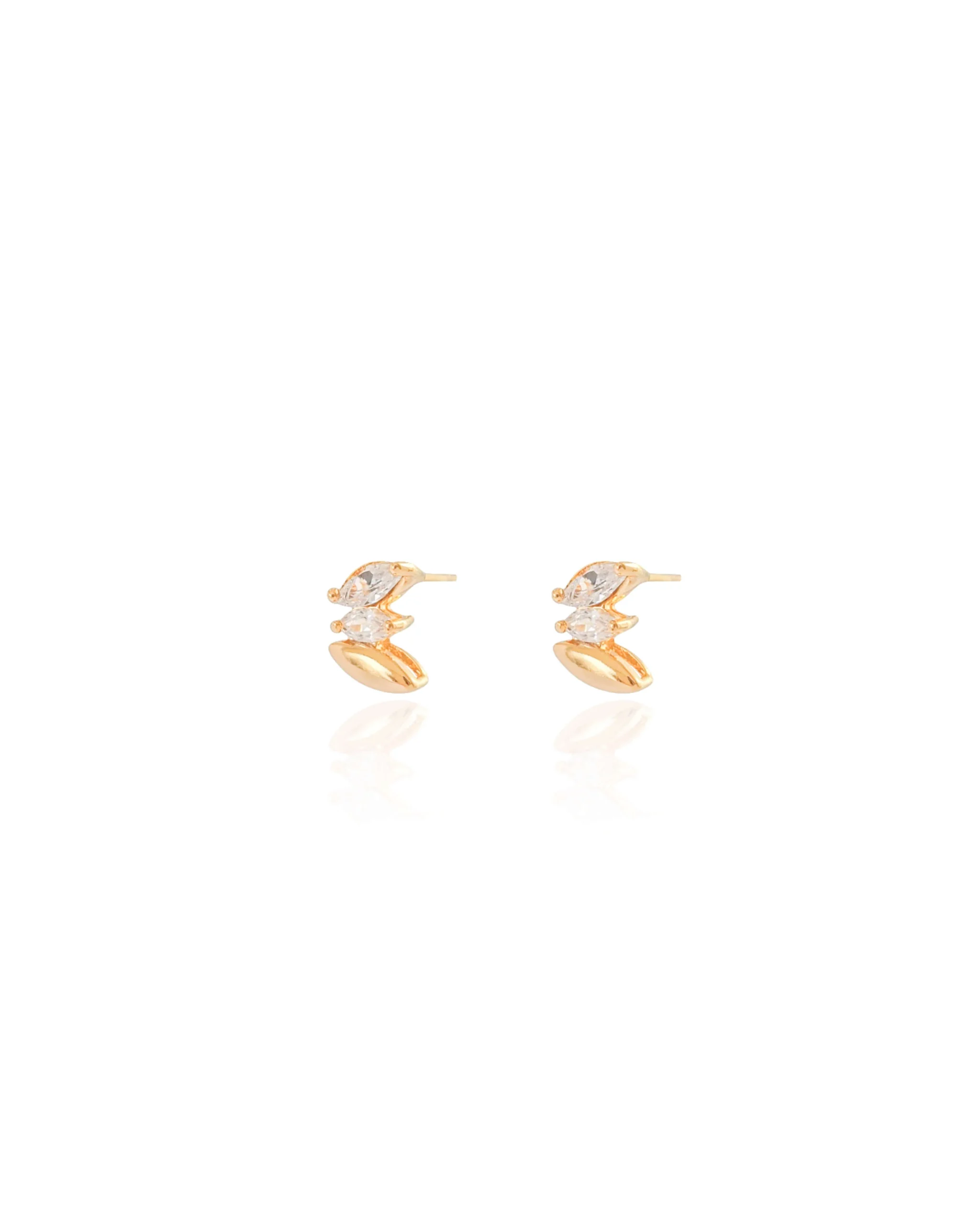 Brinco Navetes Cristal Banhado a Ouro 18K
