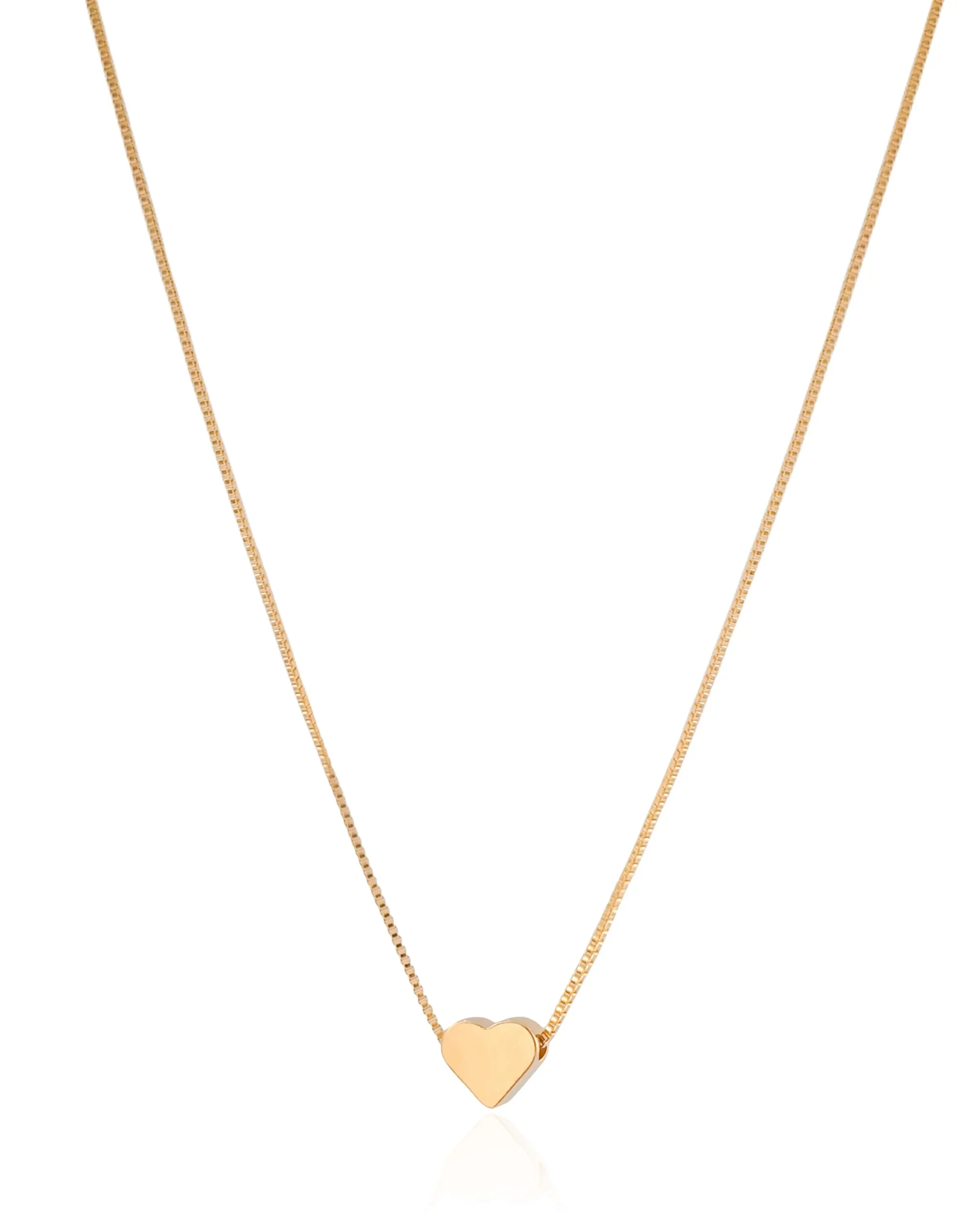 Colar Veneziana Coração Liso Banhado a Ouro 18K - 45 cm