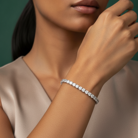 Pulseira Riviera Cristal Banhado a Ouro 18K 15cm - Modelo Humana 1
