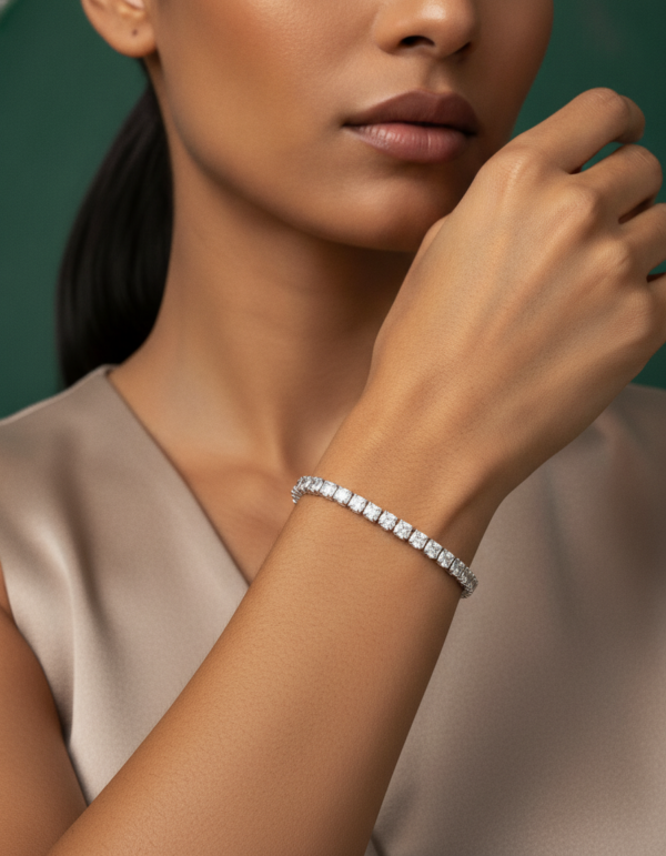 Pulseira Riviera Cristal Banhado a Ouro 18K 15cm - Modelo Humana 1
