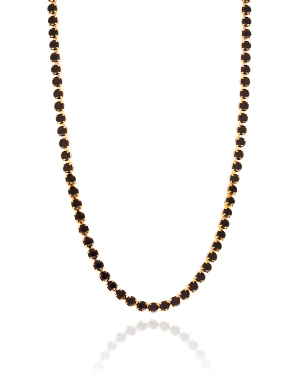 Choker Riviera Preto 3 mm Banhado a Ouro 18K - 30 cm - Foto 2