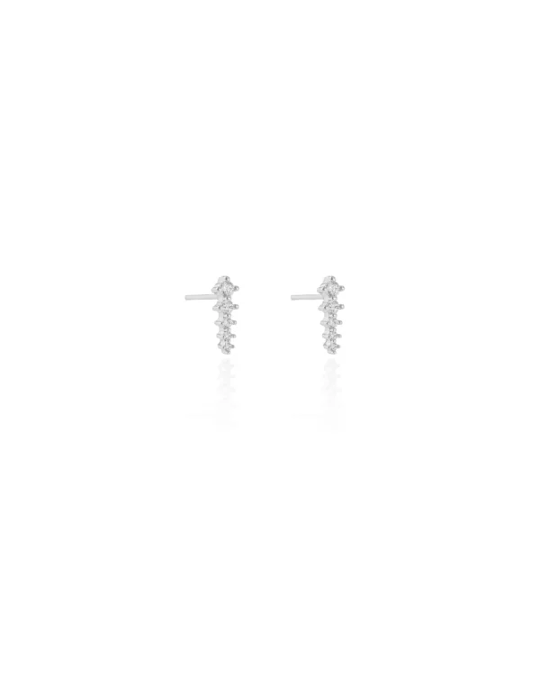 Brinco Pontos de Luz Cristal 10 x 3 mm Ródio Branco - Foto 2