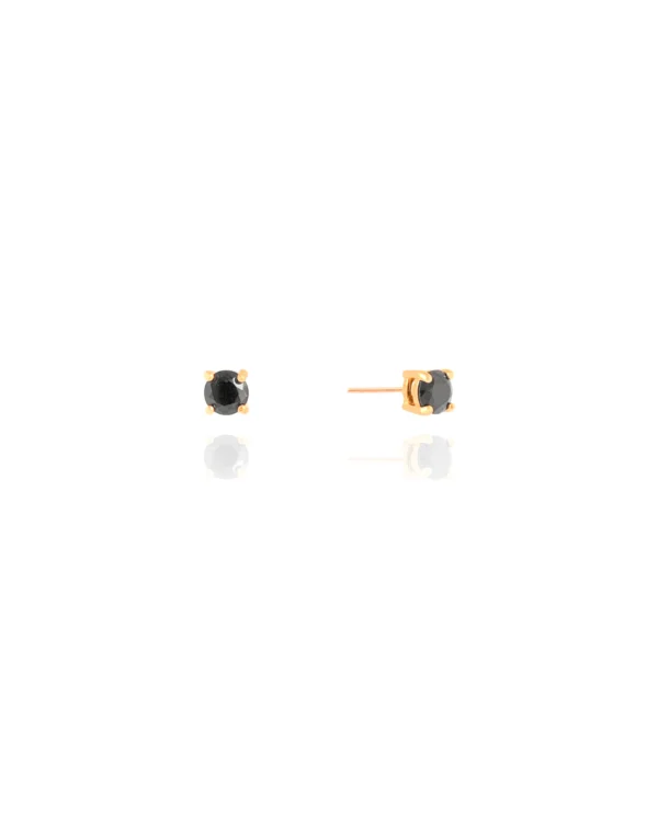 Brinco Ponto de Luz Preto 5 mm Banhado a Ouro 18K - Foto 2