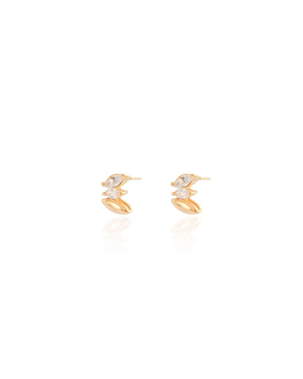Brinco Navetes Cristal Banhado a Ouro 18K - Foto 3