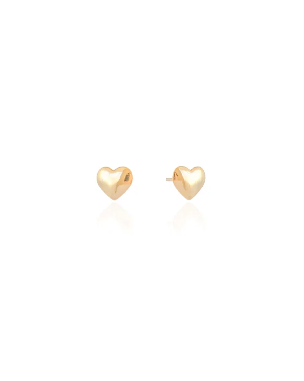 Brinco Coração Liso Banhado a Ouro 18K - Foto 3