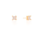 Brinco Quadrado Cristal 6 mm Banhado a Ouro 18K - Foto 3