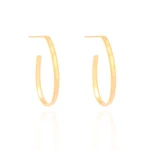 Brinco Argola Oval Fio Reto Liso 3,4 cm Banhado a Ouro 18K - Foto 2