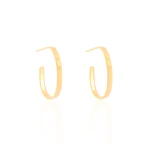 Brinco Argola Oval Fio Reto Liso 2,5 cm Banhado a Ouro 18K - Foto 2