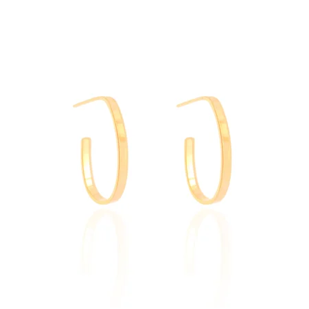 Brinco Argola Oval Fio Reto Liso 2,5 cm Banhado a Ouro 18K - Foto 2
