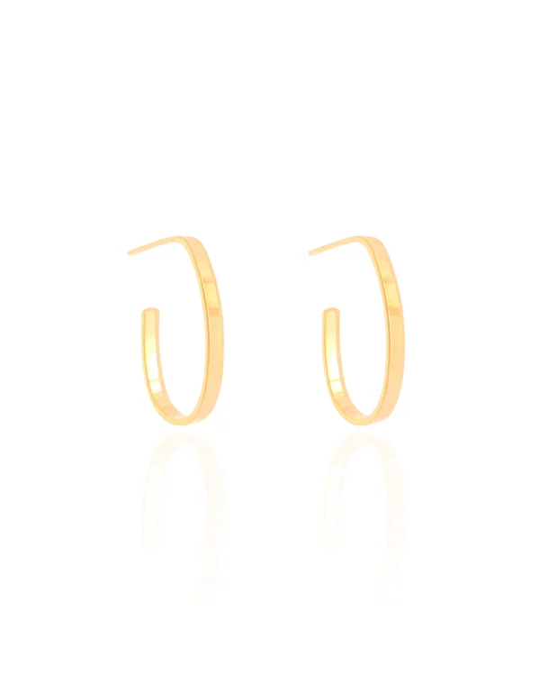 Brinco Argola Oval Fio Reto Liso 2,5 cm Banhado a Ouro 18K - Foto 2