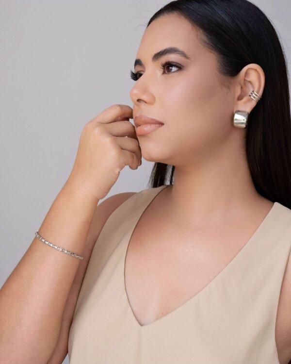 Pulseira Malha Oca 3 mm Ródio Branco - Foto 4